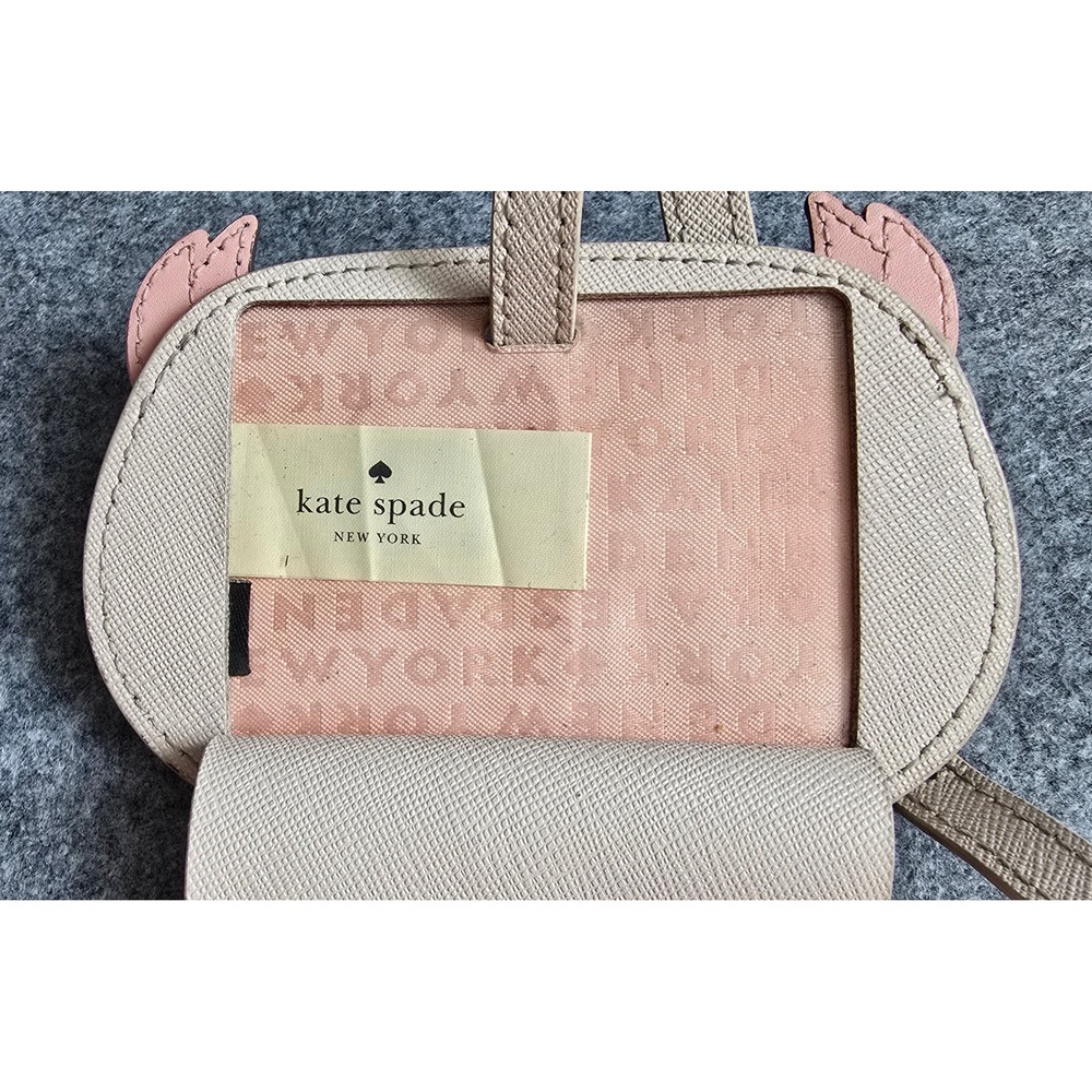 kate spade Owl Face Luggage Tag in Cream, Pink, Brown - Picture 4 of 6